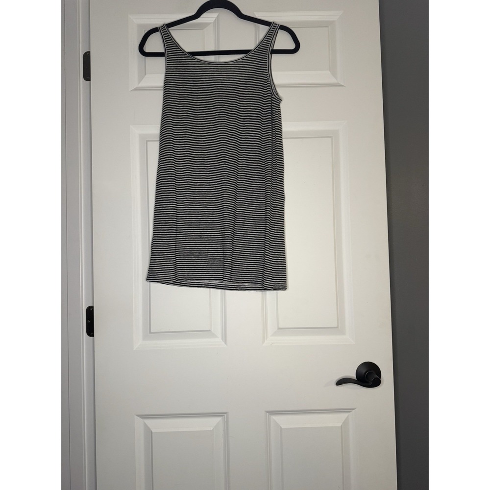 Eileen Fisher Tank Top XS Black White Stripe Organic Linen